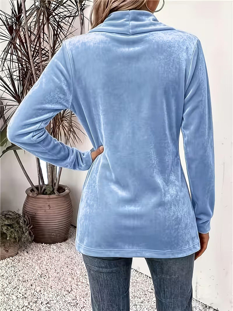Marie-Ombeline - Manteau Cardigan Mi-long en Velours Doré