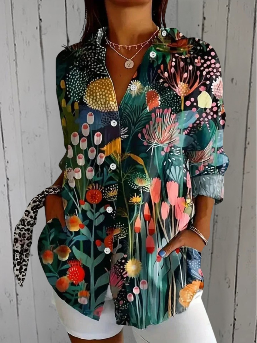 Angèle™ | Blouse Artistique Vive à Boutons