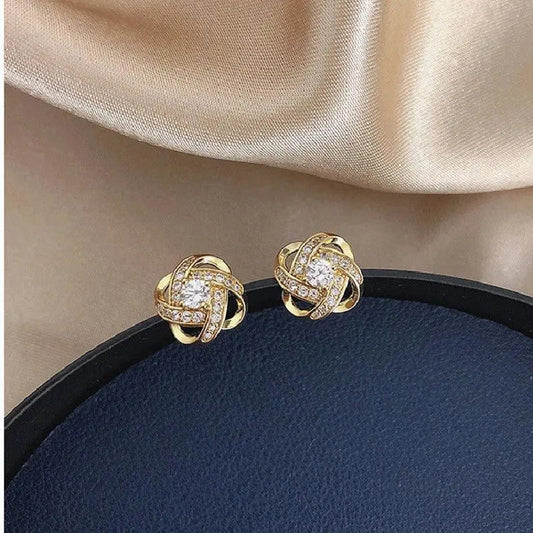 Roseline™ | Boucles d'Oreilles Spirale Florale Dorées
