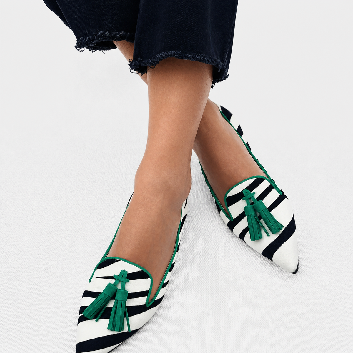 Oriane™ | Mocassins Zèbre Vert