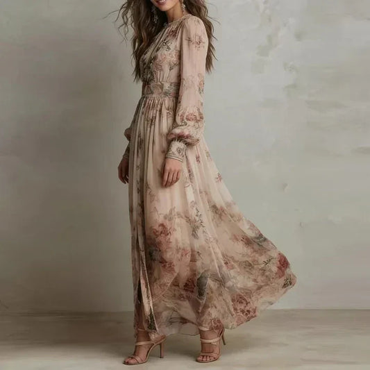 Amélia | Robe Maxi Fleurie Taille Haute Vintage