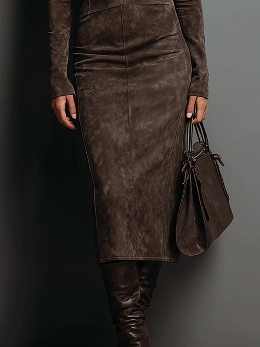 Alberte - Robe Midi Longue Marron