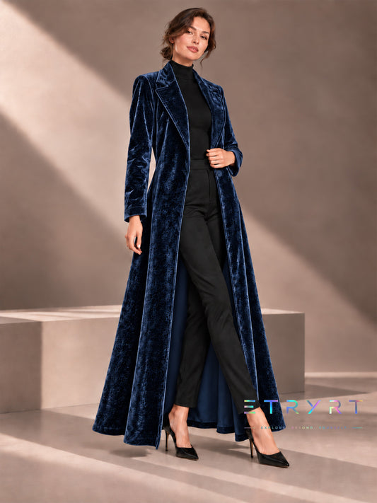 Béatrice | Manteau long en velours ouvert