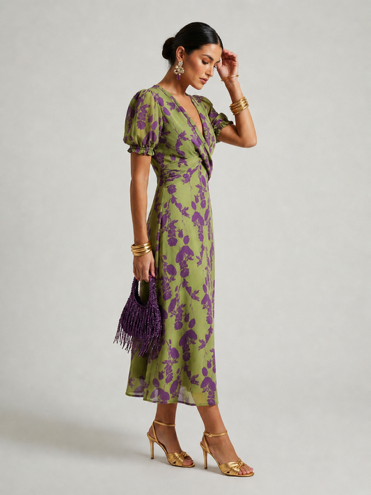 Michèle | Robe Midi Fleurie Décontractée