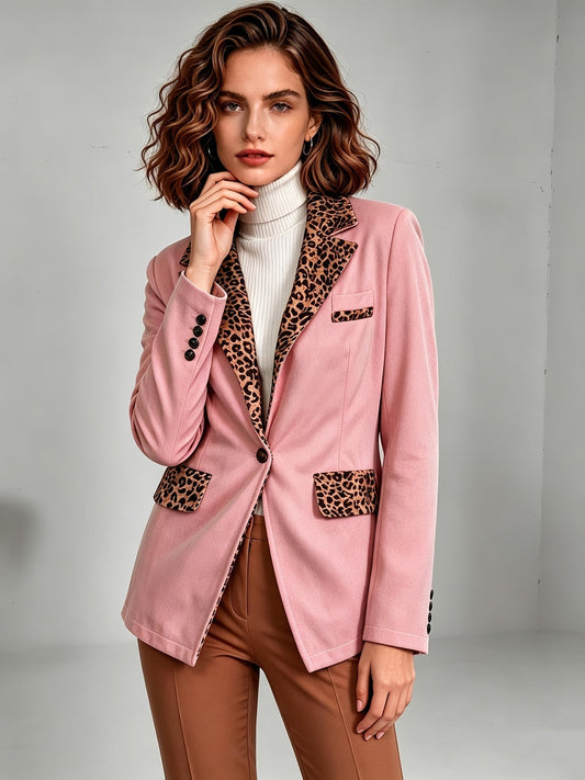 Clémentine | Blazer cintré en velours à détails léopard