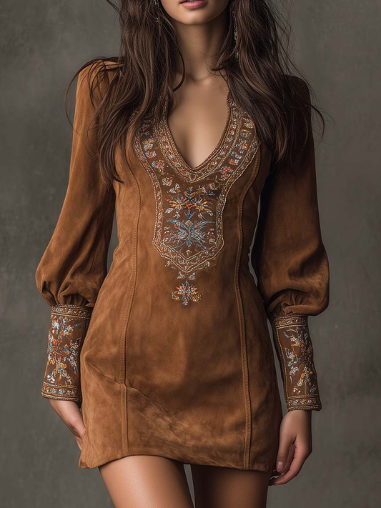 Suzanne | Robe Courte Effet Suédine
