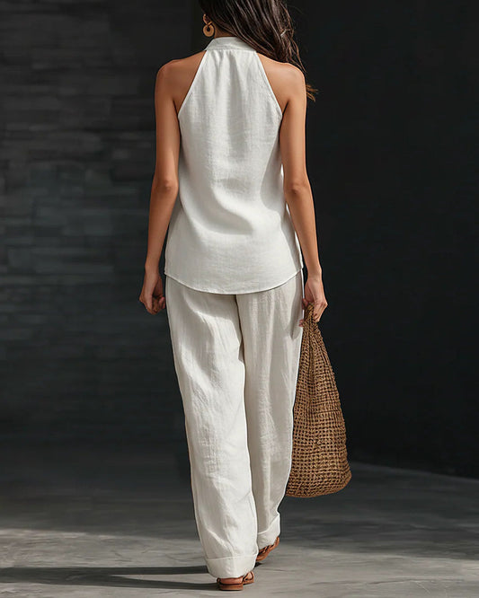 Zoé | Ensemble Sans Manches et Pantalon Large