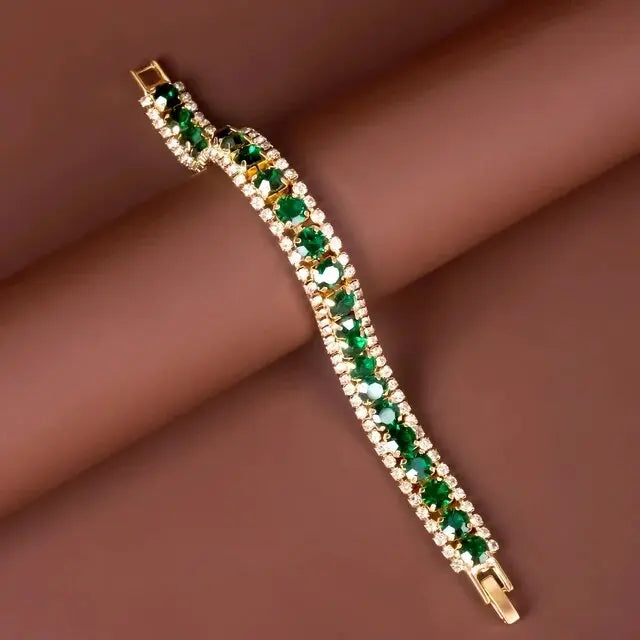 Esmée | Bracelet Doré aux Pierres Vertes