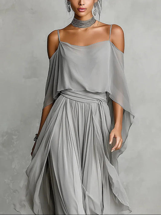 Daphné | Ensemble en Mousseline Gris