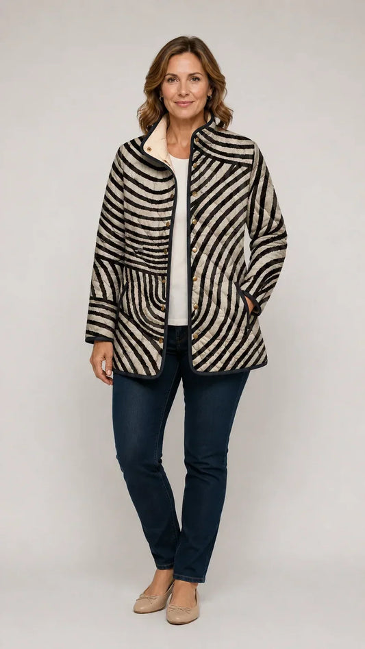 Ninon | Veste Matelassée Motif Cercles Dessinés Rétro