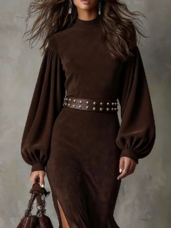 Henriette | Robe Midi Vintage à Manches Lanterne