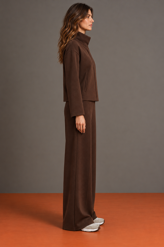 Aurélie - Ensemble Veste à Col Montant et Pantalon Palazzo