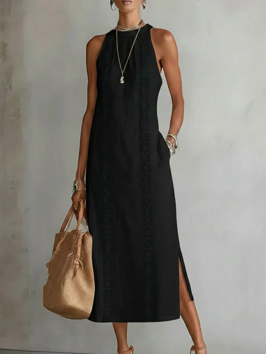 Fantine | Robe Midi d'Été à Col Mao
