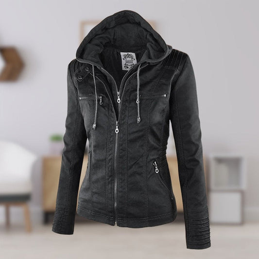 Lucienne | Blouson Moto à Capuche Amovible