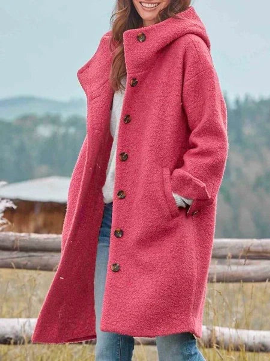 Armance - Manteau Long à Capuche et Boutons