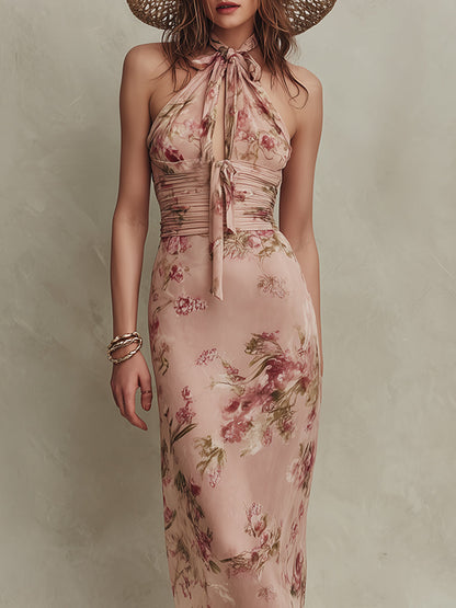 Lia | Robe maxi en mousseline à imprimé floral élégant et encolure goutte d'eau