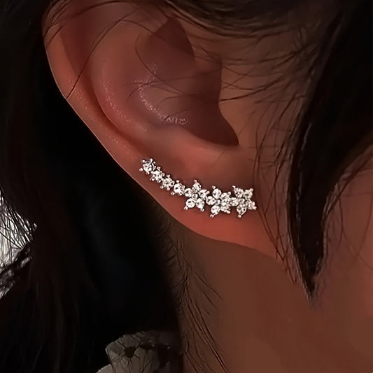 Flora | Boucles d'Oreilles Dorées Fleurs en Strass