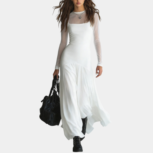 Lunaria | Robe Longue en Tulle Noir au Charme Éthéré