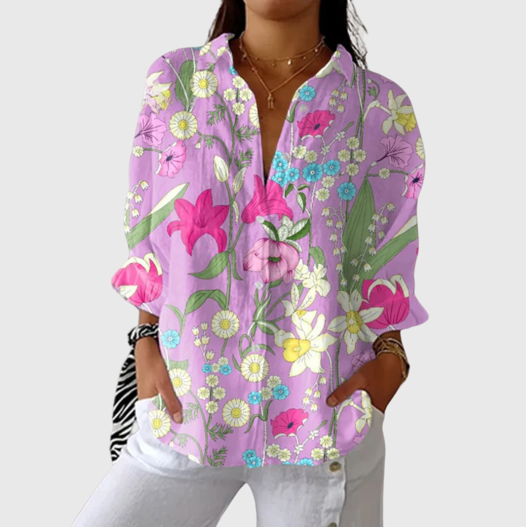 Salomé™ | Blouse Légère à Motifs