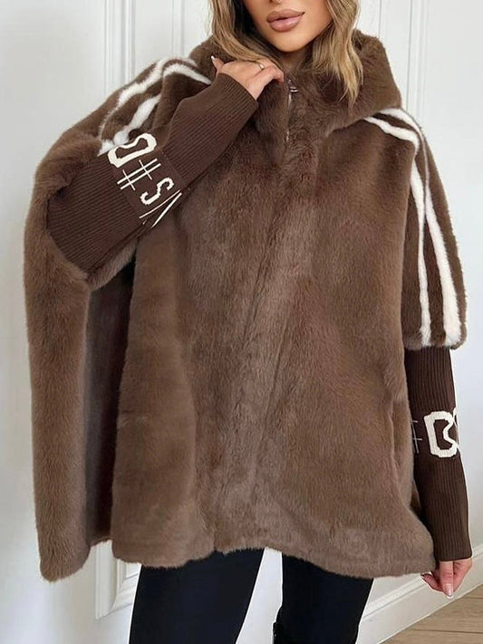 Anne-Apolline - Manteau Moelleux à Capuche et Rayures Verticales