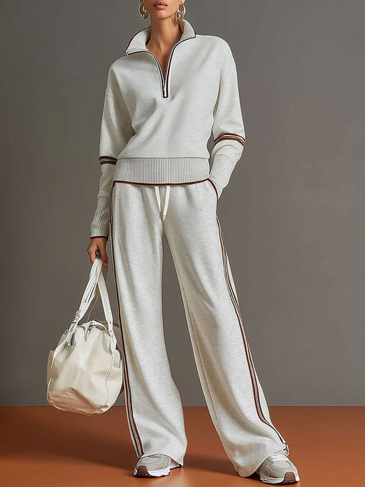 Maryvonne - Ensemble Coordonné Maille Douce et Pantalon Large