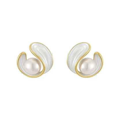 Iris™ | Boucles d'Oreilles Pendantes Opale & Perle Dorées