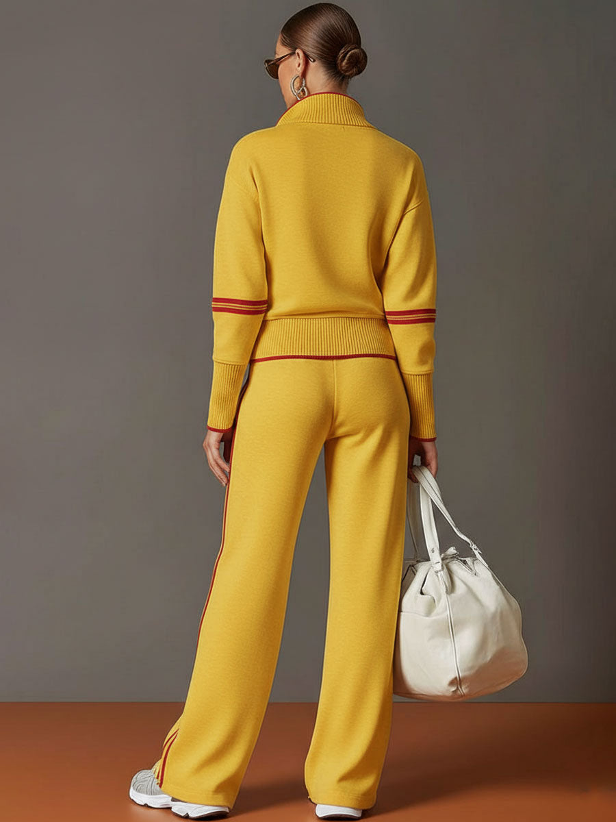 Maryvonne - Ensemble Coordonné Maille Douce et Pantalon Large
