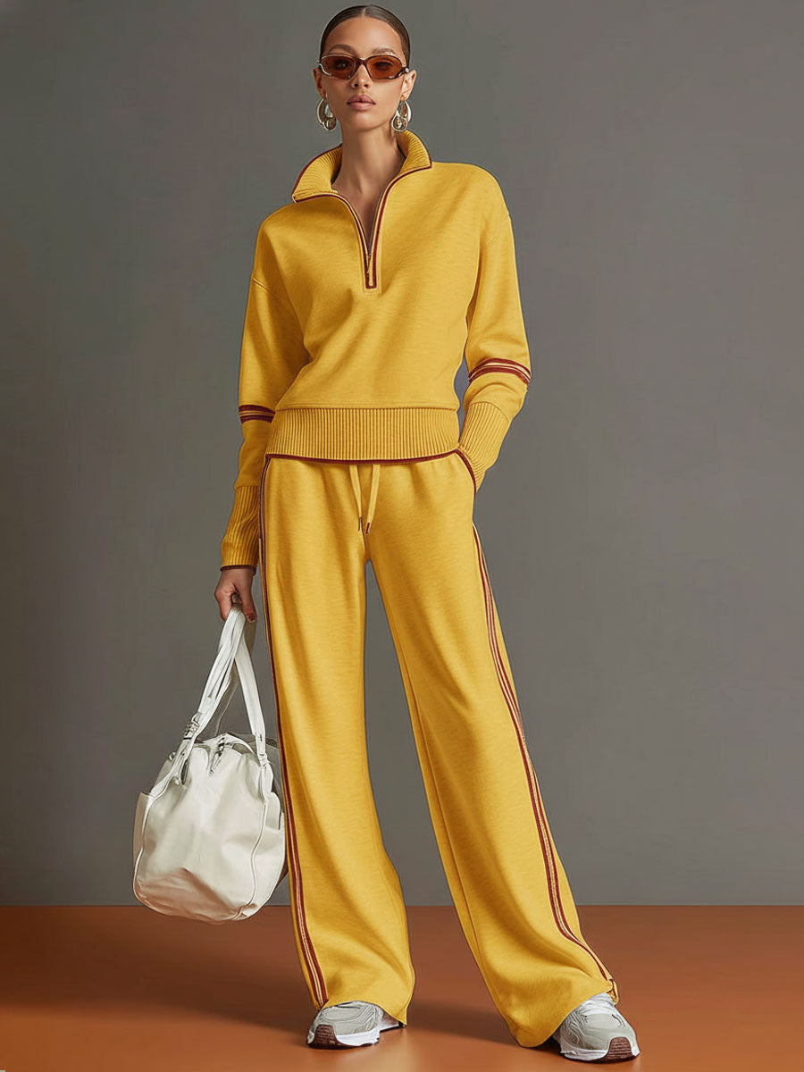 Maryvonne - Ensemble Coordonné Maille Douce et Pantalon Large
