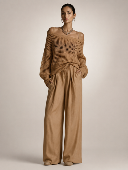 Hortense | Ensemble Épaules Dénudées, Pantalon Large