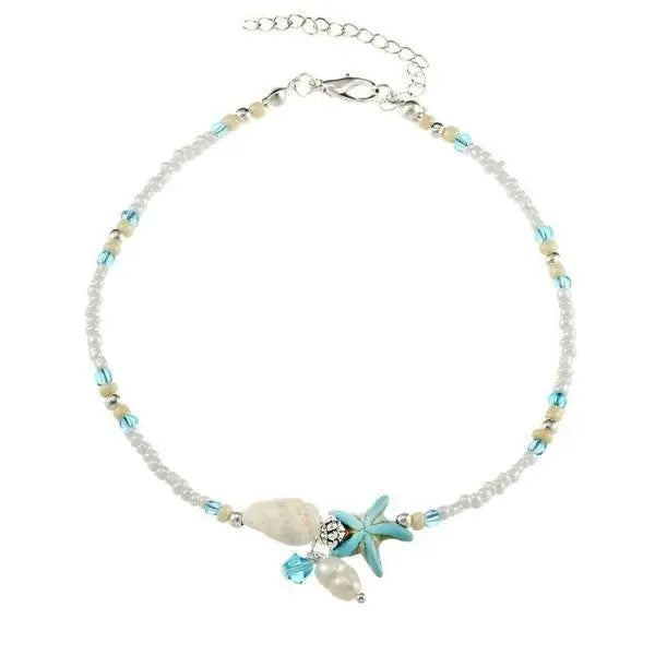 Coralie™ | Bracelet de Cheville Étoile et Coquillage aux Pierres Naturelles