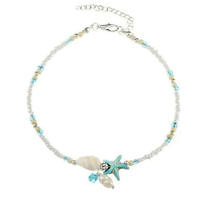 Coralie™ | Bracelet de Cheville Étoile et Coquillage aux Pierres Naturelles