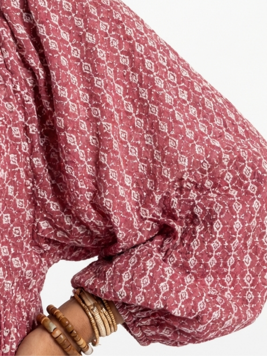 Arlette | Robe midi à manches longues et imprimé géométrique