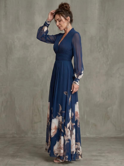 Zélie | Robe Maxi à Manches Plissées Transparentes