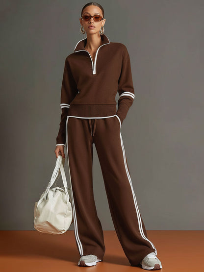 Maryvonne - Ensemble Coordonné Maille Douce et Pantalon Large