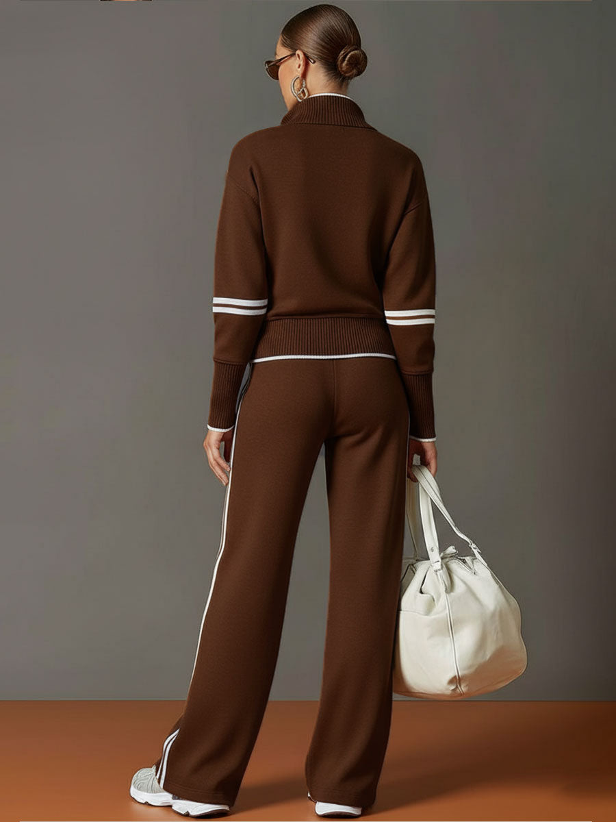 Maryvonne - Ensemble Coordonné Maille Douce et Pantalon Large