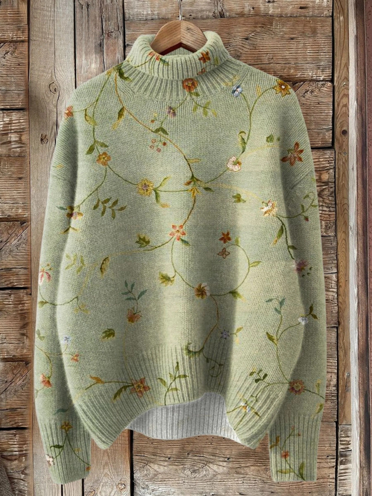 Edith | Pull Col Roulé Fleurs et Vignes
