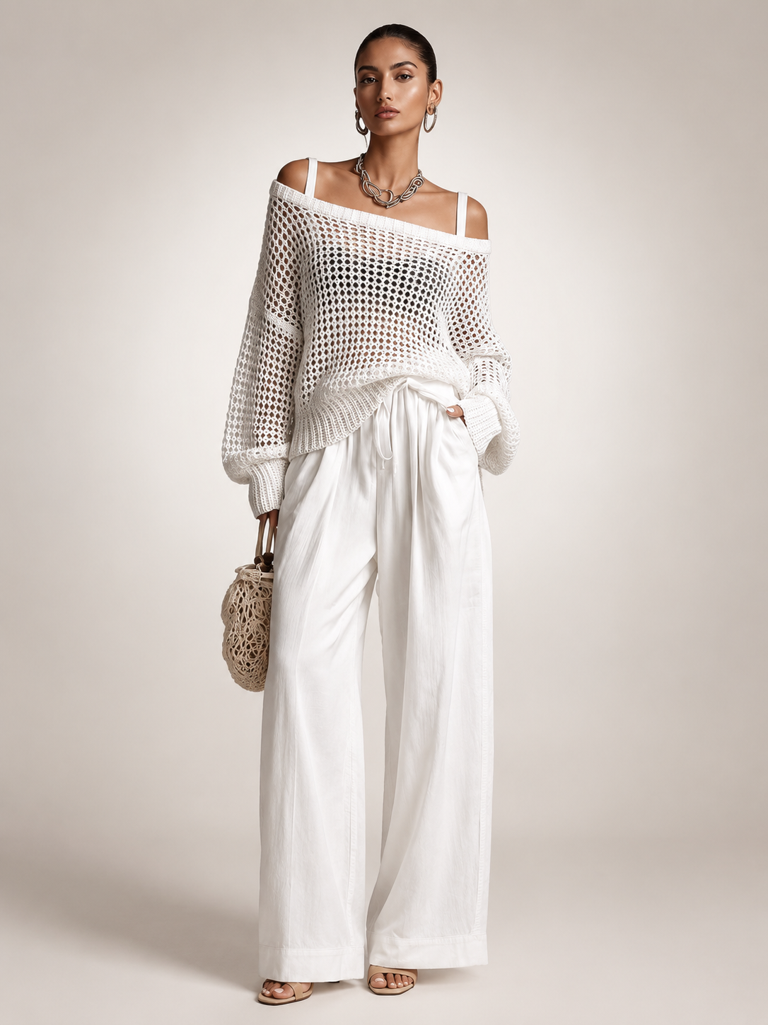 Hortense | Ensemble Épaules Dénudées, Pantalon Large