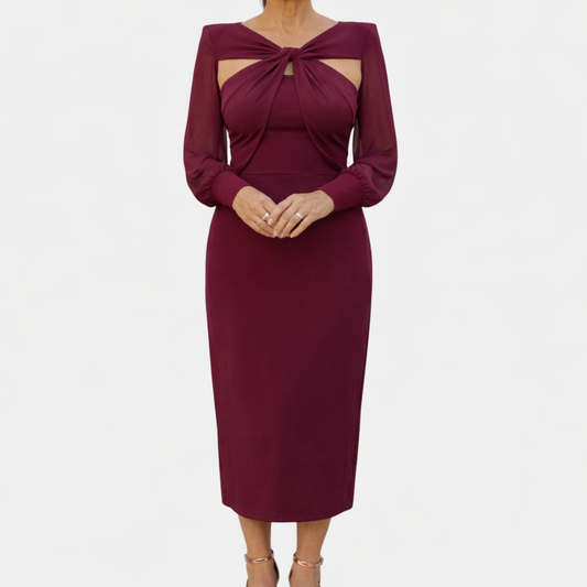 Lucie | Robe Midi Croisée avec Manches
