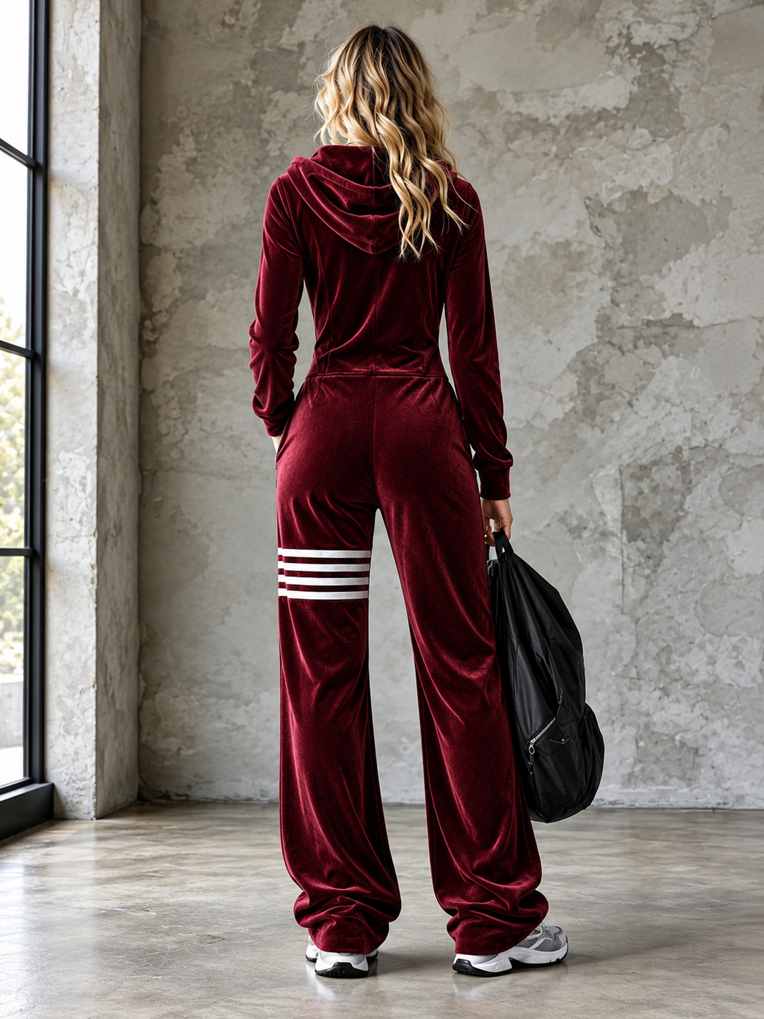 Roxane | Combinaison Large en Velours à Capuche et Zip