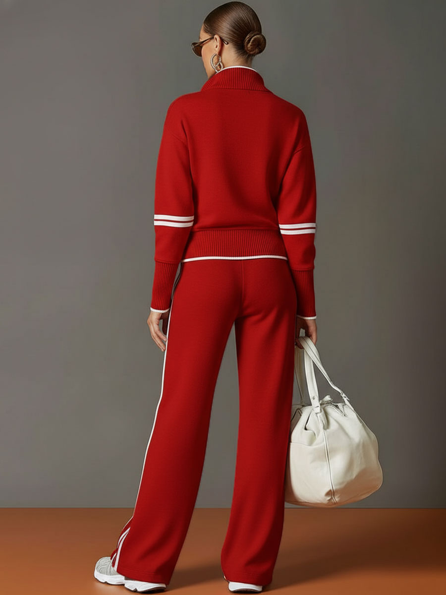 Maryvonne - Ensemble Coordonné Maille Douce et Pantalon Large