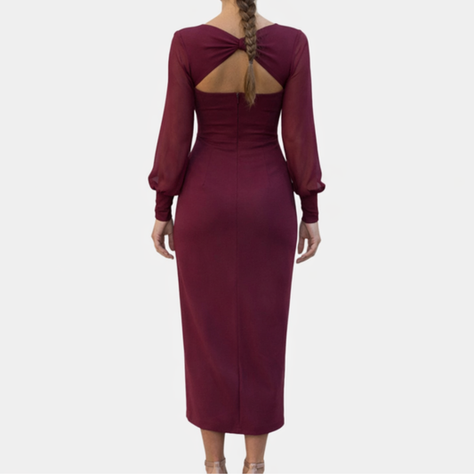 Lucie | Robe Midi Croisée avec Manches