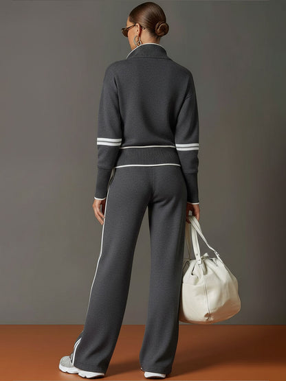 Maryvonne - Ensemble Coordonné Maille Douce et Pantalon Large