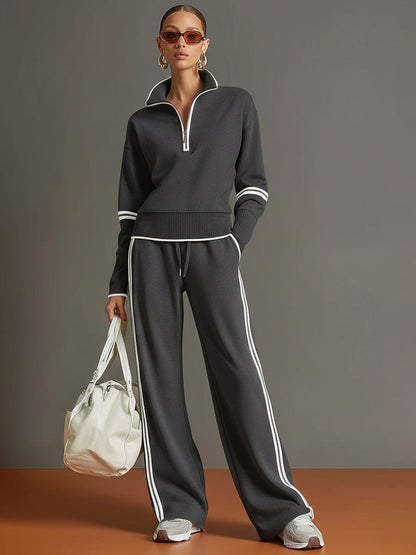 Maryvonne - Ensemble Coordonné Maille Douce et Pantalon Large