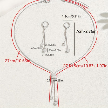 Rosalie™ | Set Collier Pendentif Cœur Ajustable & Boucles d'Oreilles