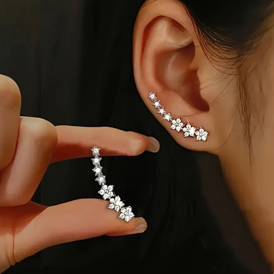 Flora | Boucles d'Oreilles Dorées Fleurs en Strass
