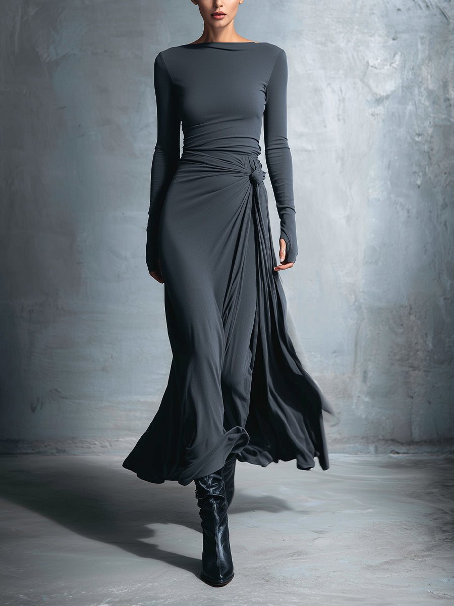 Orane - Robe Maxi à Nœud Latéral
