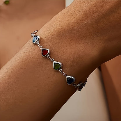 Bérénice™ | Bracelet Doré Cœurs Multicolores