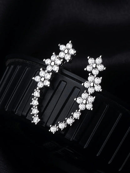 Petra | Hängande blomörhängen, silver