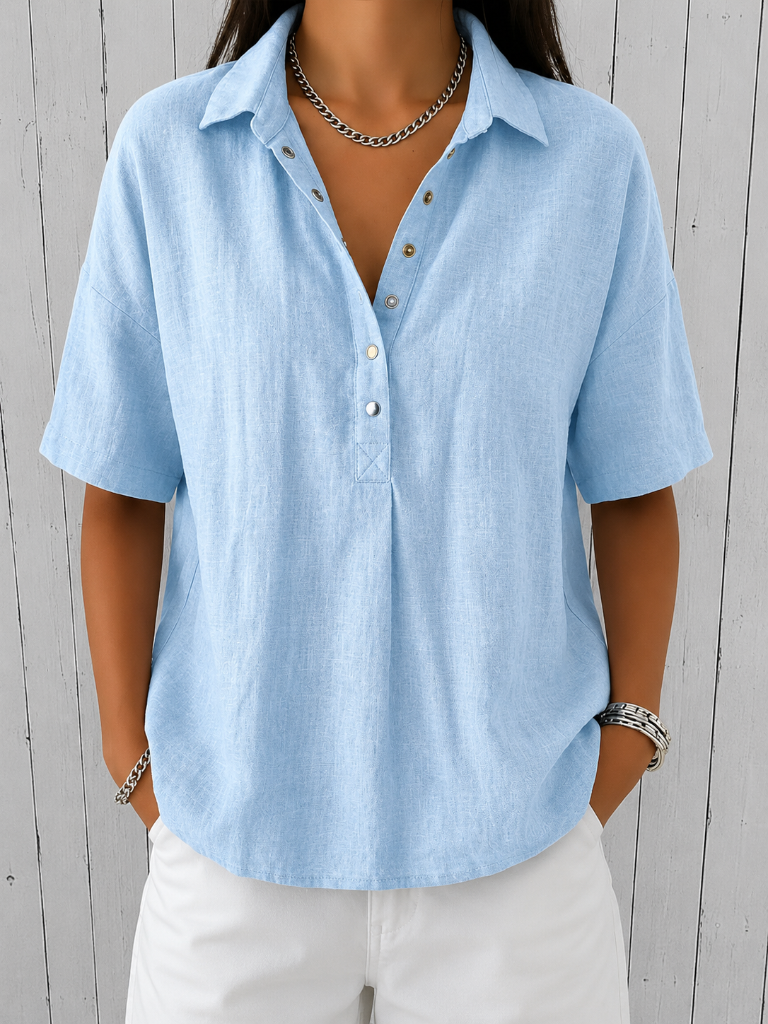 Ève™ | Blouse à Col et Boutons