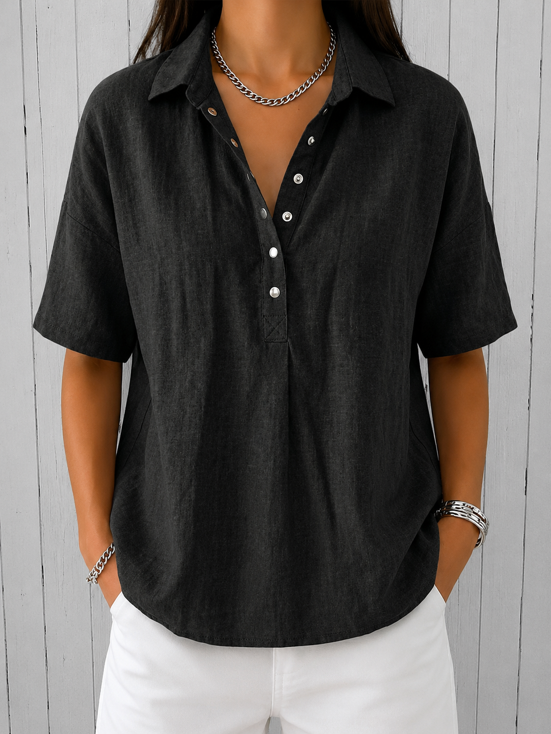 Ève™ | Blouse à Col et Boutons